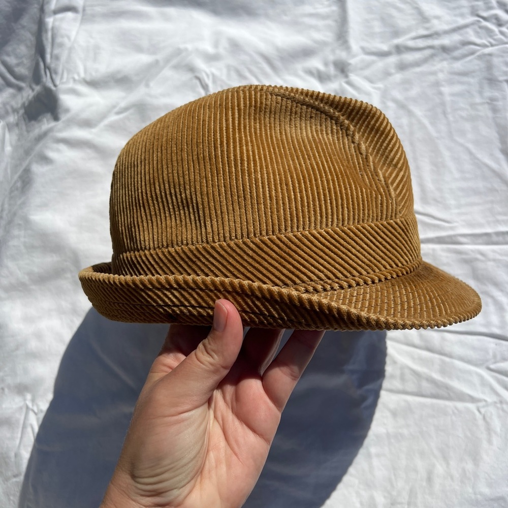 VTG Blarney Headwear Corduroy Golden Brown Fedora, 6 7/8